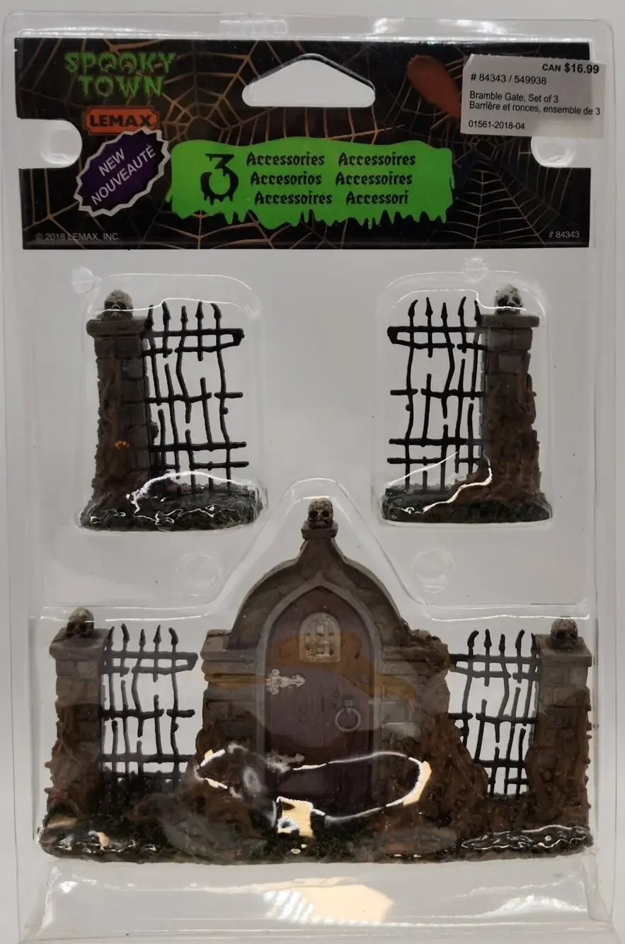 Lemax BRAMBLE GATE Set of 3 # 84343 Halloween Spooky Town Village Accessory NEW